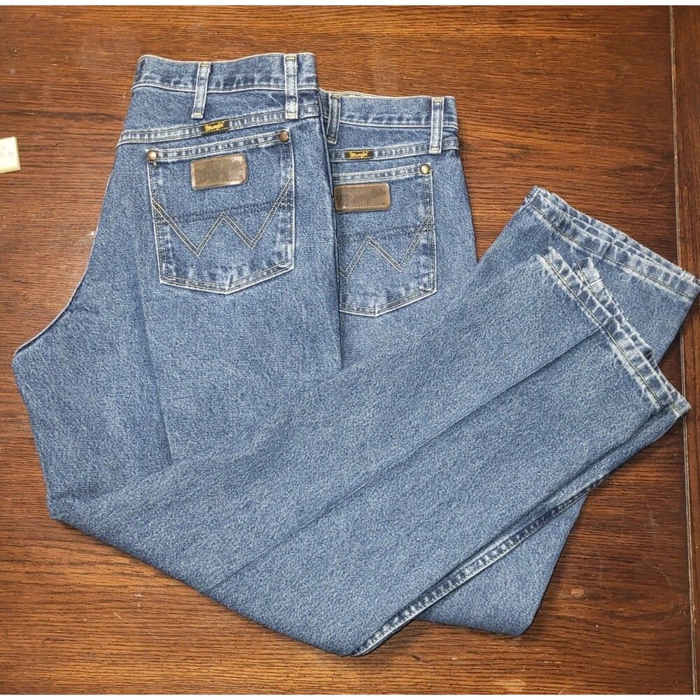 Wrangler George Strait Cowboy Cut Jeans 13MGSHD 34x30 Pair Lot 2 Flat 35x31 - Picture 13 of 13